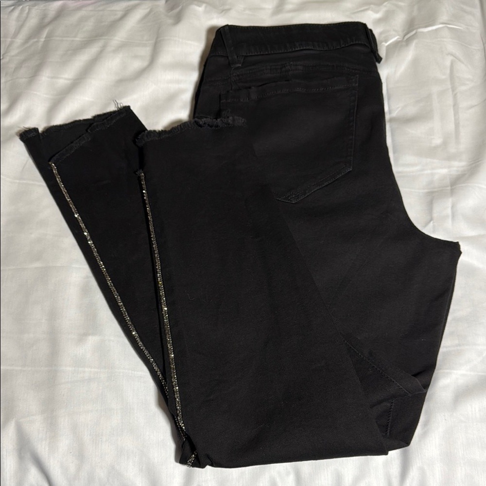 Wit & Wisdom Black w/Sparkle Tuxedo Stripe Ankle Cropped Jeans - Picture 14 of 16